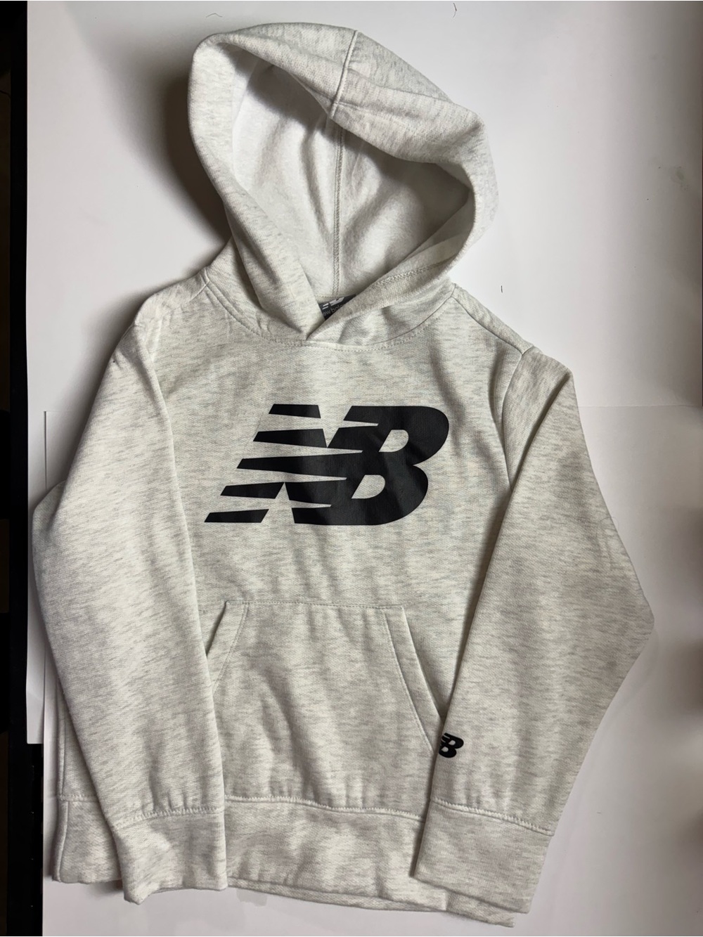 New Balance Kids Heather Gray Pullover Hoodie Size 8 Logo Sweatshirt